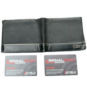 TUMI Black Ballistic Nylon Leather Double Billfold EDC Mens Wallet RFID Protect